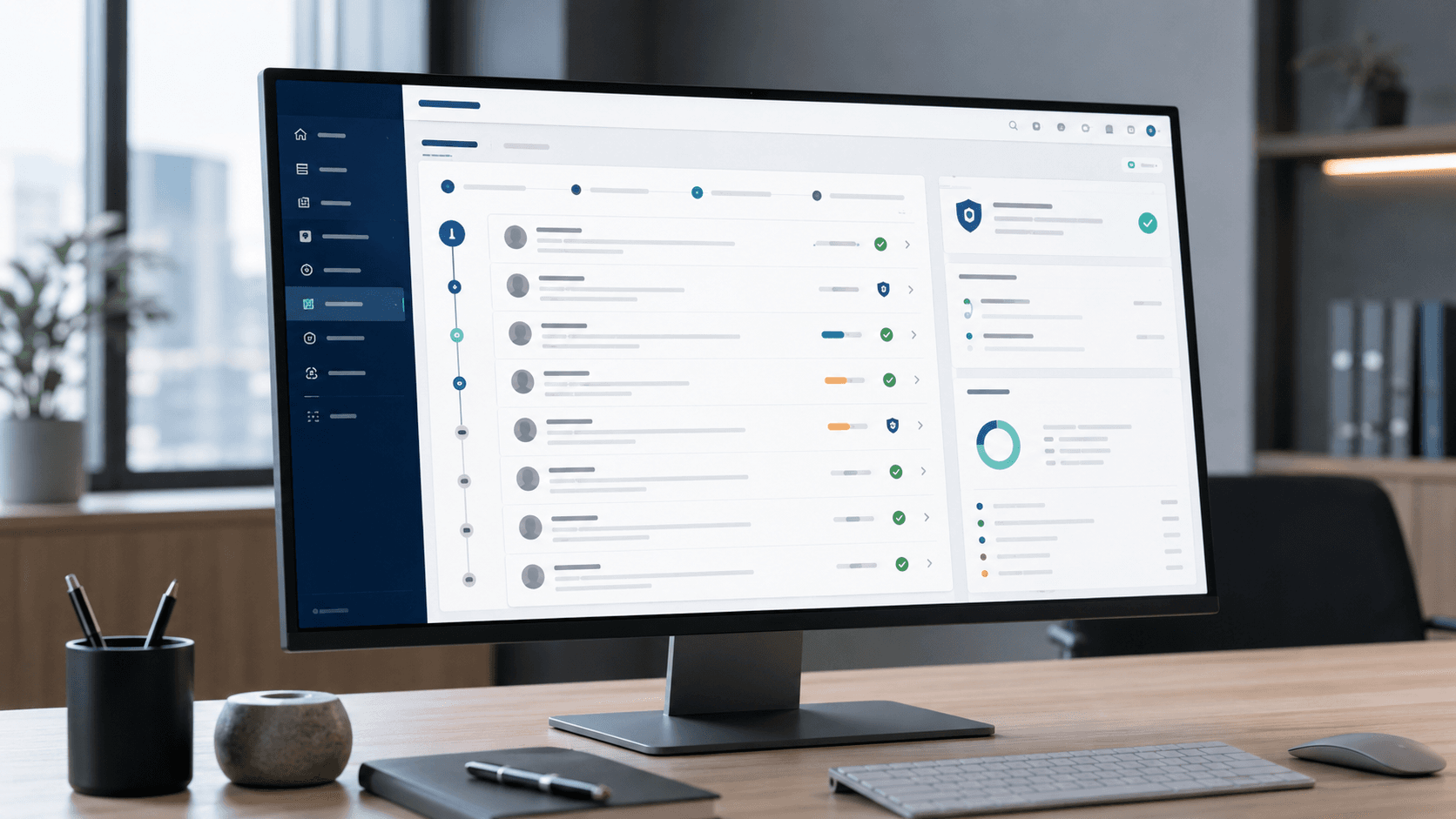 OfficeFlow 타임라인과 감사 로그로 업무 이력을 확인하는 화면